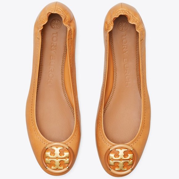Tory Burch $268 Multi-Logo Ballet Flats Tan 9.5 10 - Picture 3 of 11